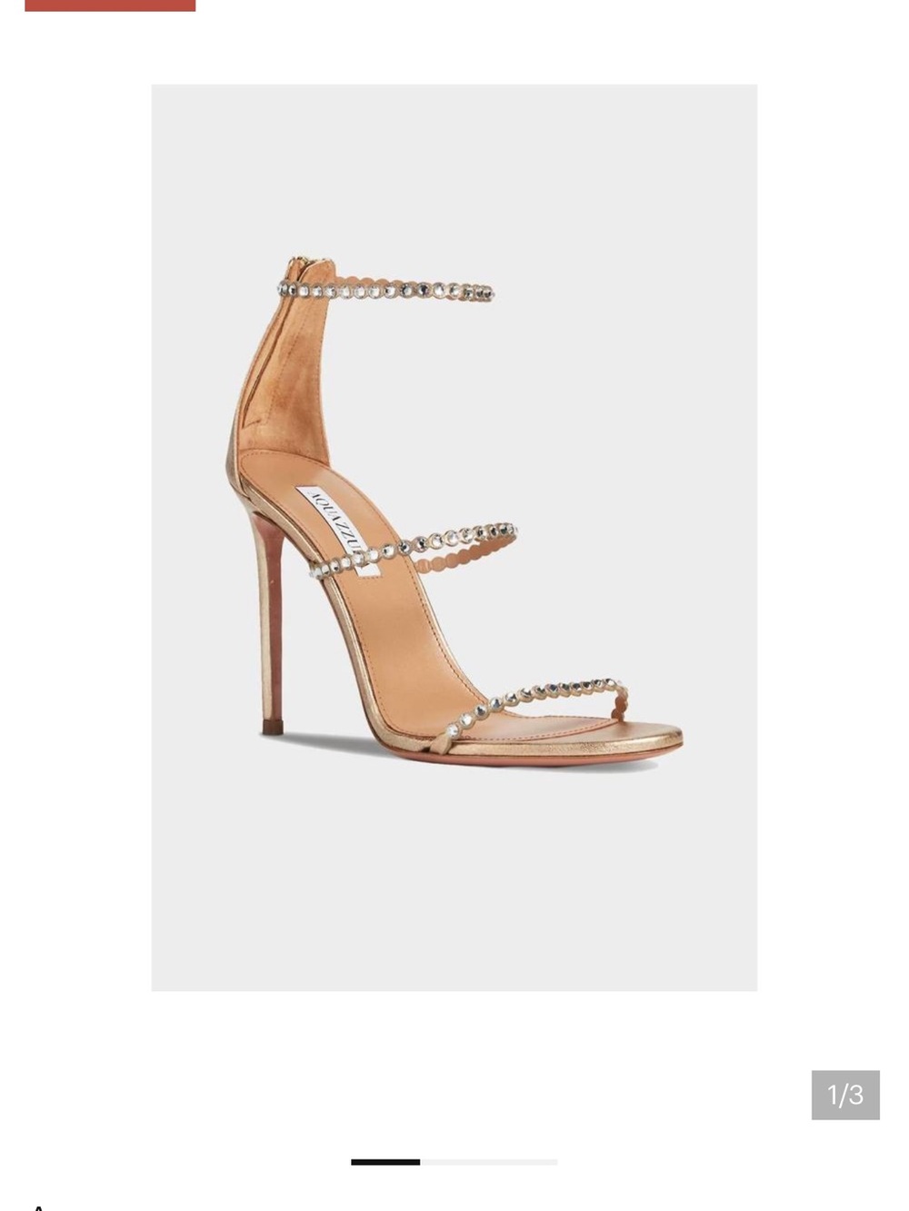 Aquazzura Rose Gold Crystal-Strap Stiletto Sandals